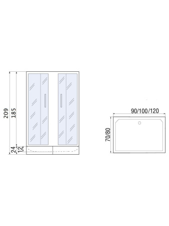 Душевой уголок River MORAVA XL 10000003401 90х70 стекло матовое профиль хром матовый без поддона