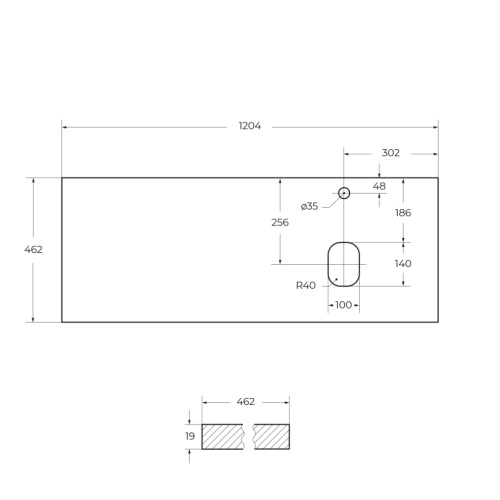 Столешница BelBagno EK-120-AS-BO-R 120х46 накладная - фото 2