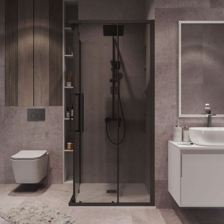 Душевой уголок Grossman Cosmo 300.K33.02.9090.21.10 90х90 стекло тонированное профиль черный без поддона