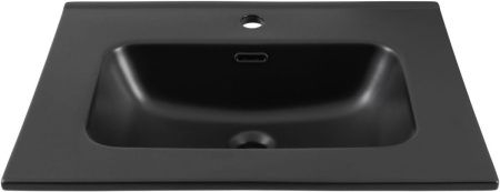 Раковина керамическая Aquanet Flat 00329253 60х50 полувстраиваемая цвет черный 1 отверстие под смеситель