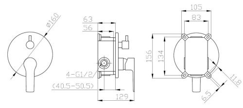 Смеситель для ванны и душа Esko SB 83-2 встраиваемый в стену черный - фото 3