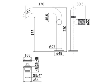 Смеситель Mamoli Tuttodunpezzo 471200000051 на столешницу хром