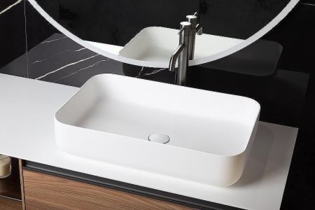 Раковина из искусственного камня Boheme Corian 879-60-MW 60х40 накладная цвет белый