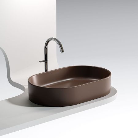 Раковина из сантехнического фарфора Ceramica Nova ELEMENT CN6048MDB 60х40 накладная цвет коричневый без отверстий под смеситель