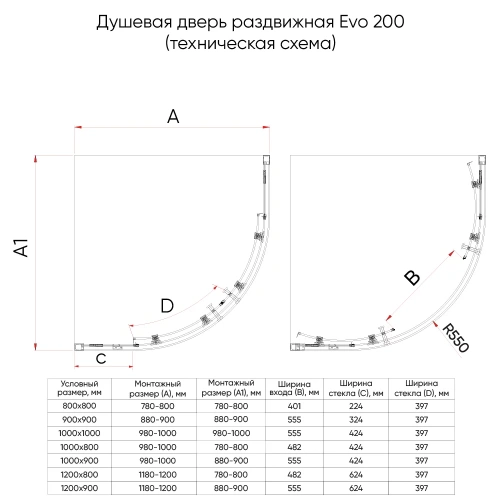 Душевой уголок Veconi Evo E2-B-10080-01-C9 100х80 стекло прозрачное профиль черный без поддона - фото 3