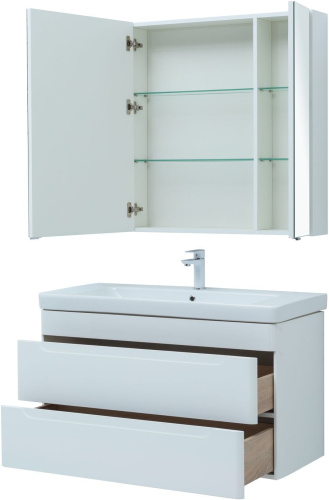 Комплект мебели: тумба с раковиной + зеркало-шкаф Aquanet София 00274193 105х45,8х62,4 подвесной - фото 4