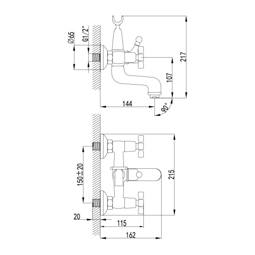Смеситель для ванны LeMark Benefit LM2502C настенный хром - фото 3