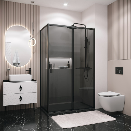Душевой уголок Grossman Style 120.K33.05.1380.21.10 130х80 стекло тонированное профиль черный матовый без поддона