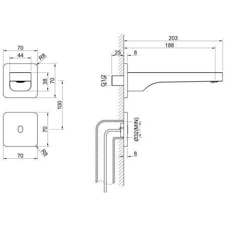 Смеситель для раковины Timo Torne 4373/17SM встраиваемый в стену золото
