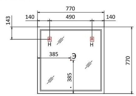 Зеркало с подсветкой Jorno SLIDE Sli.02.77/W 80х80 подвесное
