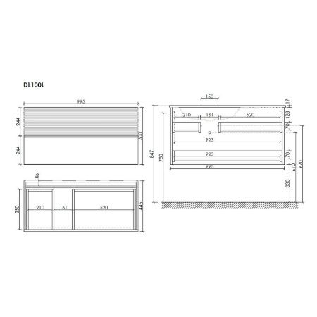Тумба под раковину Sancos DELTA DL100LGR 100х40 подвесная цвет коричневый