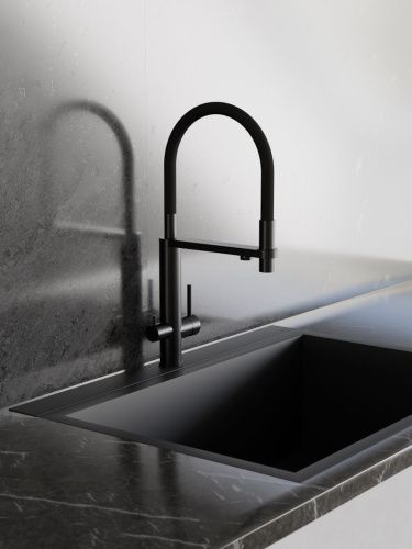 Смеситель для кухни Knotlor Infinity SS-15/BL на мойку черный - фото 4