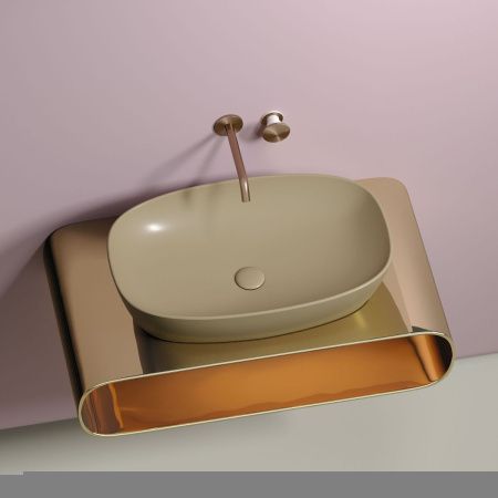 Раковина из сантехнического фарфора Ceramica Nova ELEMENT CN6049MC 60х40 накладная цвет коричневый без отверстий под смеситель