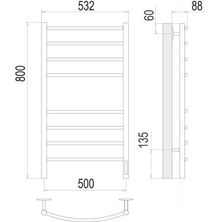 Полотенцесушитель электрический Terminus 4670078527608 55х80 черный