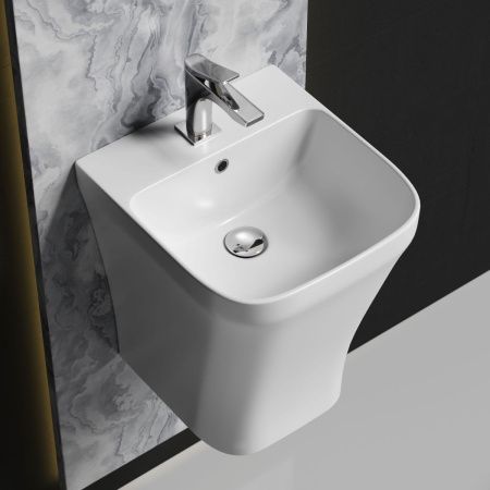 Раковина из сантехнического фарфора Ceramica Nova DION CN6067 40х40 подвесная цвет белый 1 отверстие под смеситель