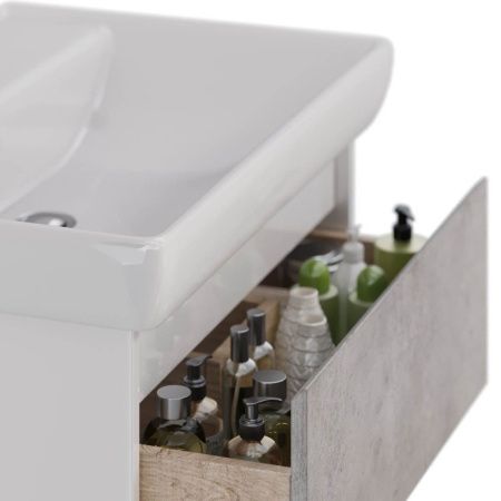 Тумба под раковину LeMark Combi LM03C70T-Beton 60х40 напольная цвет серый/белый