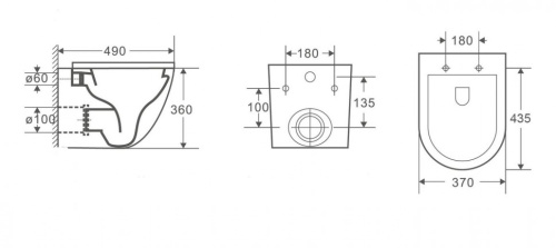 Унитаз подвесной CeramaLux 2197MW белый матовый с сиденьем микролифт каскадный смыв - фото 2