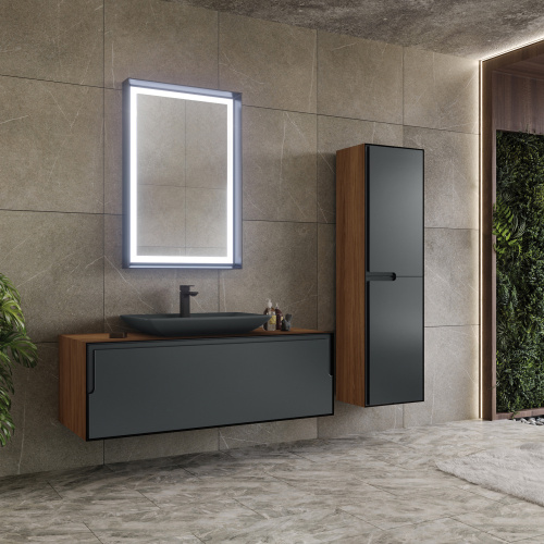 Зеркало в ванную Orka Craft 3000325 60х90 цвет антрацит матовый - фото 2