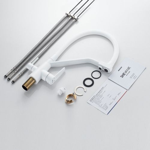 Смеситель для кухни Shevanik S968C на мойку белый - фото 4