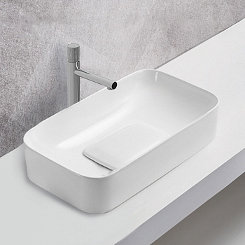 Раковина из сантехнического фарфора Vincea VBS-50470 71х38 накладная цвет белый без отверстий под смеситель