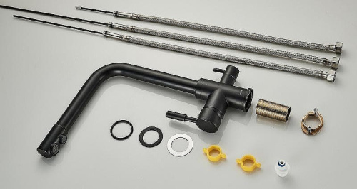 Смеситель для кухни ALMAes Izer AS-875-08 на раковину/столещницу черный - фото 2