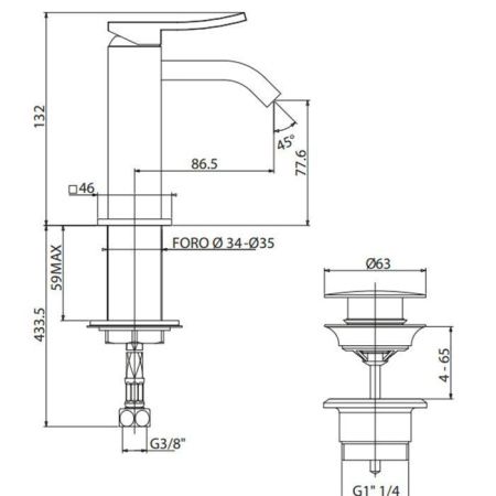 Смеситель Gattoni ELY 8850/88С0 на биде хром