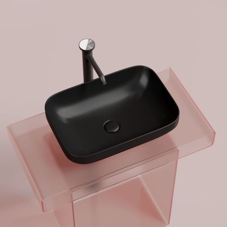Раковина из сантехнического фарфора Ceramica Nova ELEMENT CN6055MB 50х40 накладная цвет черный без отверстий под смеситель