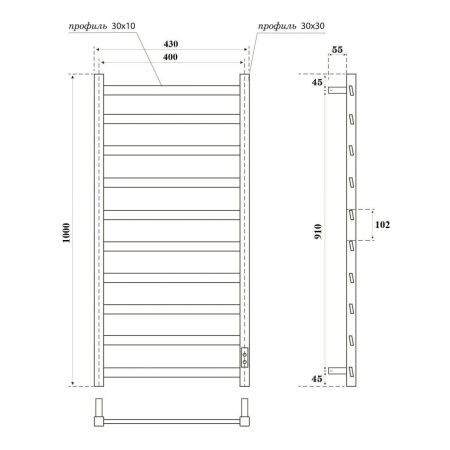 Полотенцесушитель электрический Point Атлант PN18840W 45х100 белый