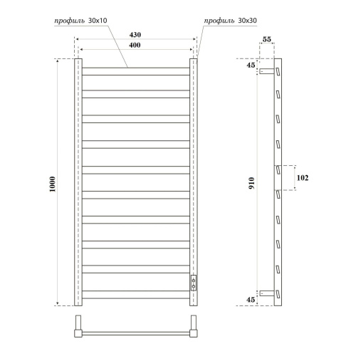 Полотенцесушитель Point Атлант PN18840W электрический белый - фото 2