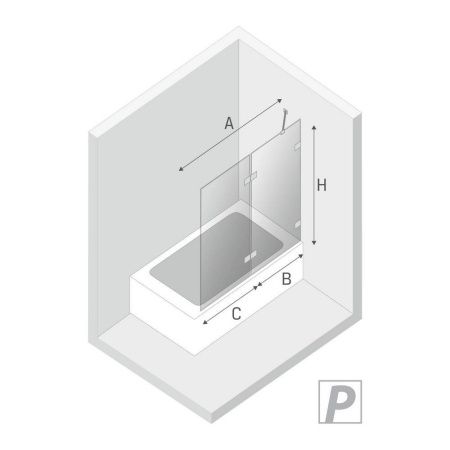 Душевая шторка на ванну New Trendy AVEXA Black EXK-1991 140х150 стекло прозрачное профиль черный ориентация правая