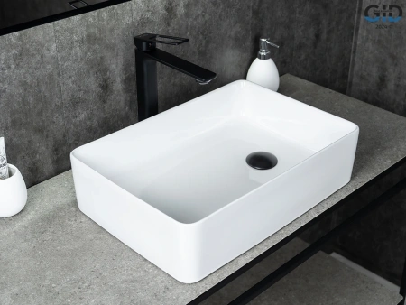Раковина керамическая Gid Creativo 51240 50х30 накладная цвет белый без отверстий под смеситель