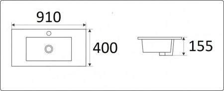 Раковина из сантехнического фаянса CeramaLux 9393-90 90х40 встраиваемая цвет белый 1 отверстие под смеситель