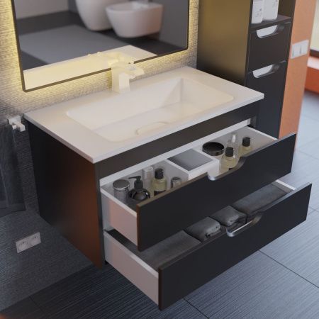 Тумба под раковину Uperwood Modul 2930205153 80х40 подвесная цвет черный