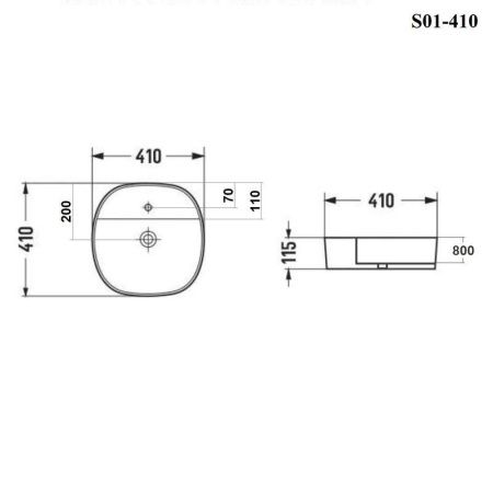 Раковина из сантехнического фарфора Bond Oval S01-410 40х40 накладная цвет белый 1 отверстие под смеситель