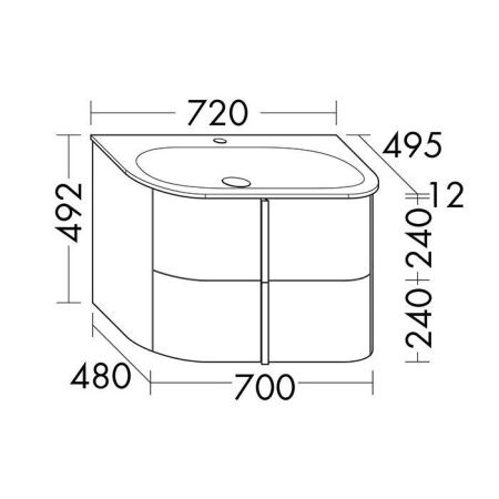 Тумба с раковиной Burgbad Lavo 2.0 SFZP072G0227F5048C0037 70х50 подвесная цвет белый