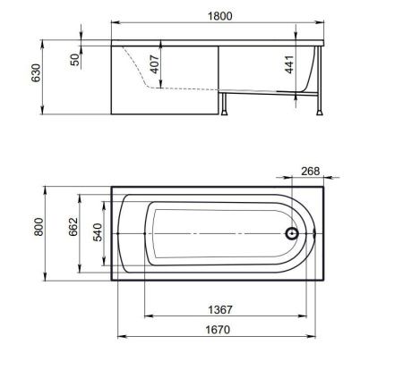 Ванна акриловая Timo MIKA MIKA1880-KT18-SPV1505-FP18S 180х80 пристенная прямоугольная с каркасом