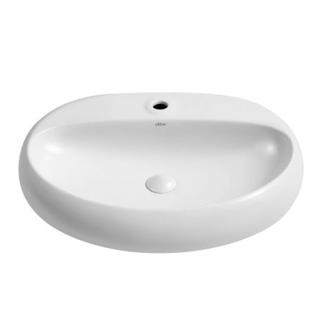 Раковина из сантехнического фаянса Abber BEQUEM AC2112 60х40 накладная цвет белый 1 отверстие под смеситель