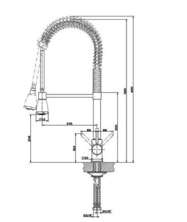 Смеситель для кухни D-Lin D159315-3 на мойку сатин