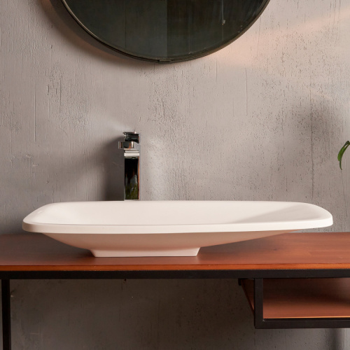 Раковина из искусственного камня MonteBianco Tuscany 13172 72х41 накладная цвет белый матовый без отверстий под смеситель - фото 4