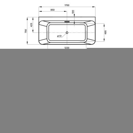 Ванна акриловая Wellsee Clermont 282602000 170х75 пристенная прямоугольная с ножками