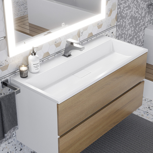 Раковина Uperwood Barsa 100 см 293020531 полувстраиваемая цвет белый - фото 2