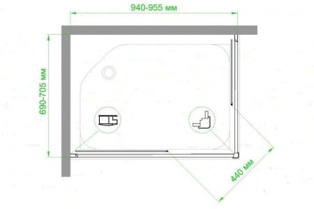 Душевой уголок Royal Bath HPD RB7095HPD-T-ST 95х70 стекло прозрачное профиль сатин без поддона