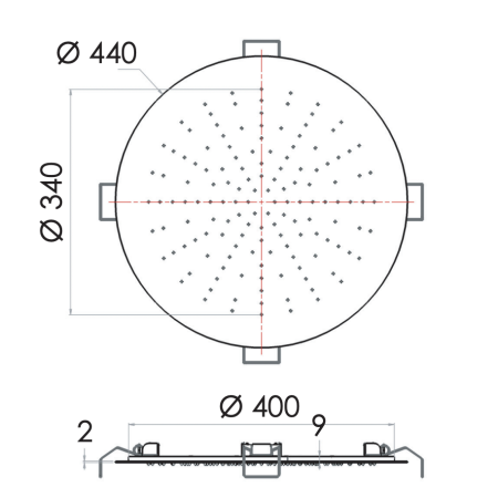 Верхний душ Remer 357EFM44DO 45х45 золото