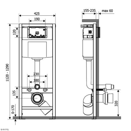 Инсталляция для биде KK POL Standard ZSP/M425/0/K