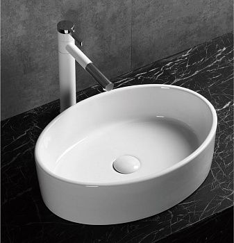 Раковина из сантехнического фарфора Cerutti SPA CR7016 50х40 накладная цвет белый без отверстий под смеситель