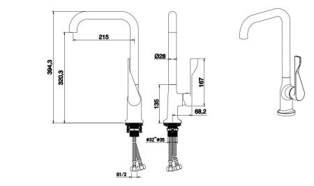 Смеситель для кухни Aquatek ВЕГА AQ1083MB на мойку черный