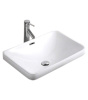 Раковина из фаянса Velvex 78441 58х39 полувстраиваемая цвет белый без отверстий под смеситель