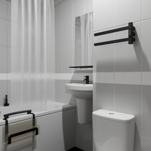 Полотенцесушитель Маргроид Cook профильный Cook-1840-1081-9005R 41х20 электрический черный матовый - фото 2