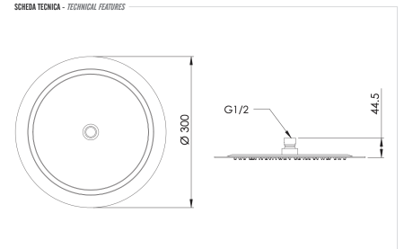 Верхний душ Remer X Style Inox SS357UFM30X нержавеющая сталь