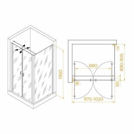 Душевой уголок RGW Passage 060814409-014 100х90 стекло прозрачное профиль черный без поддона
